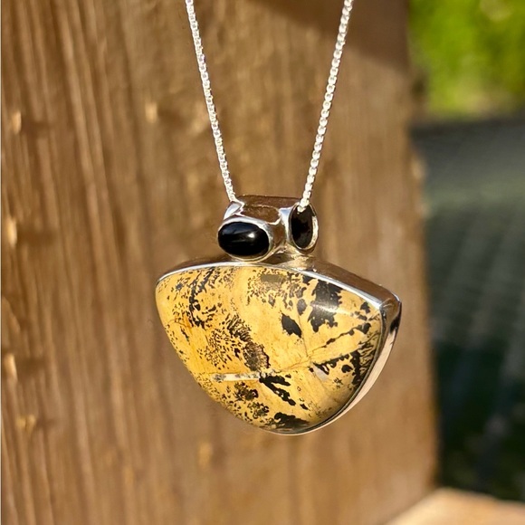 NEW! Dendrite & Onyx Necklace - Picture 1 of 15